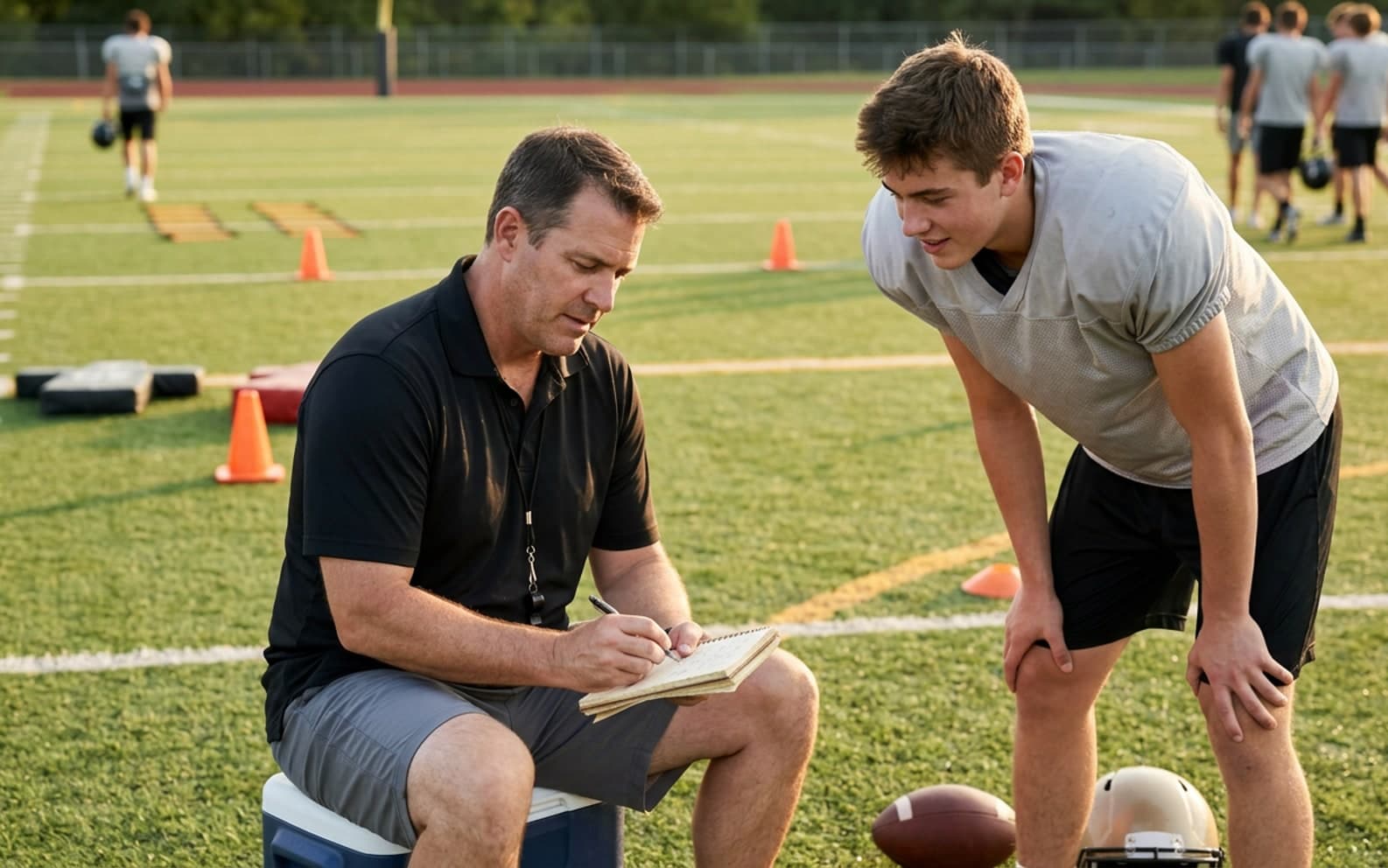 Notebook with american football package tally