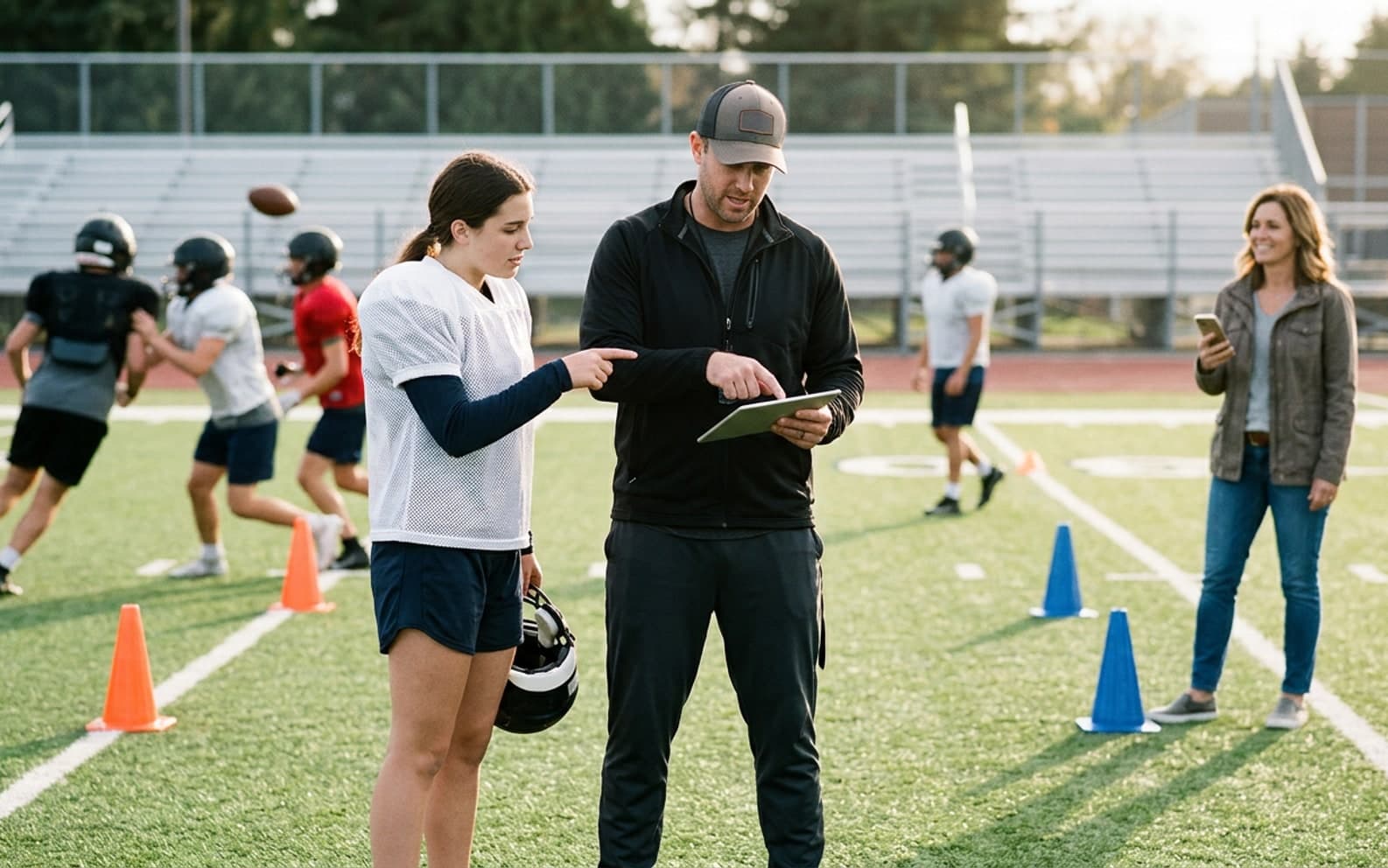 american football coach on the football field