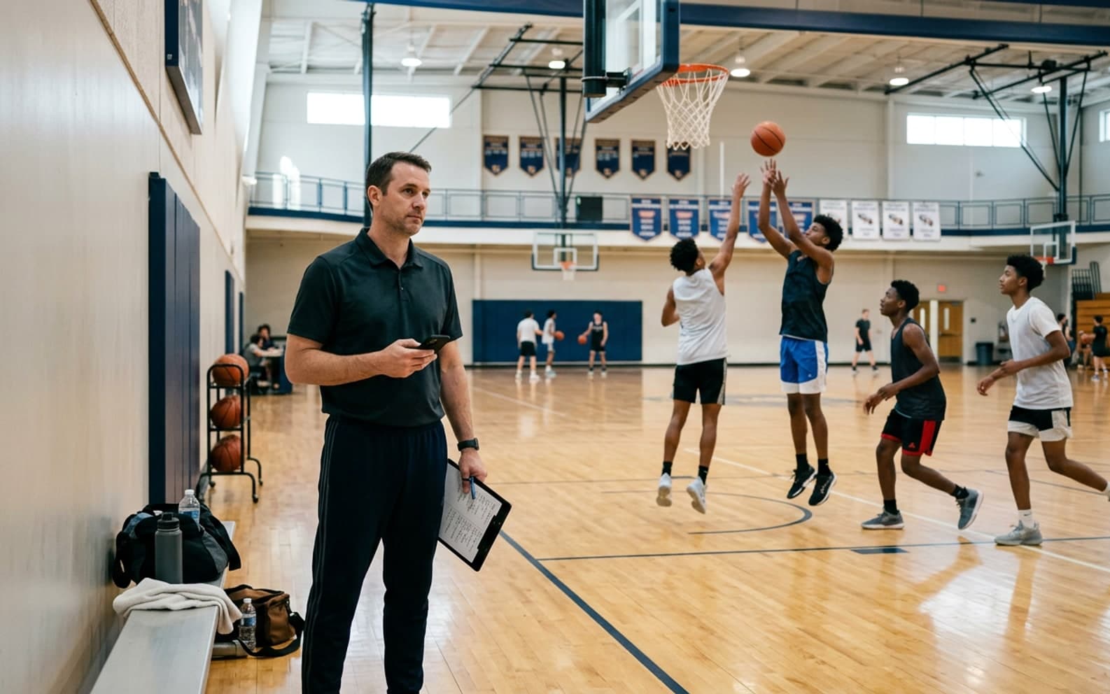 Basketball-Coach beendet eine Session