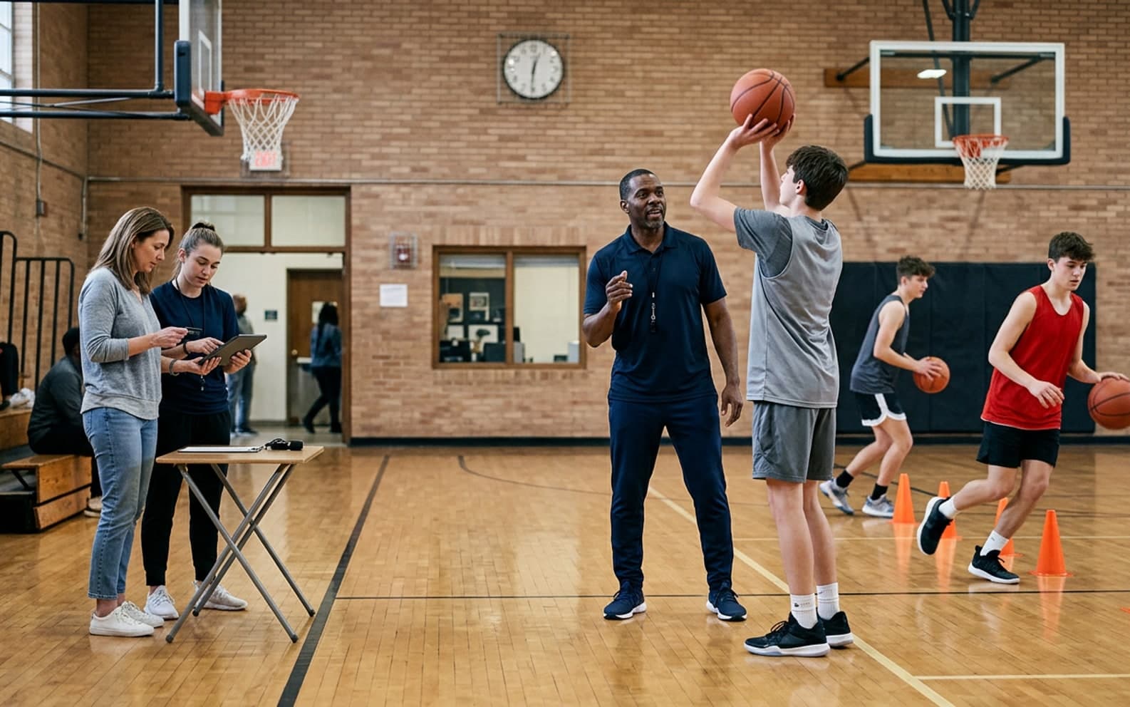 Basketball-Coach in der Basketballhalle