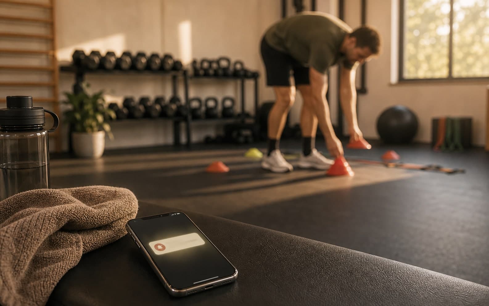 Smartphone mit einer Personal-Training-Erinnerung