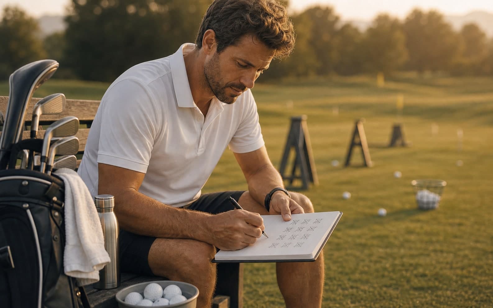 Notebook with golf lesson pack tally marks