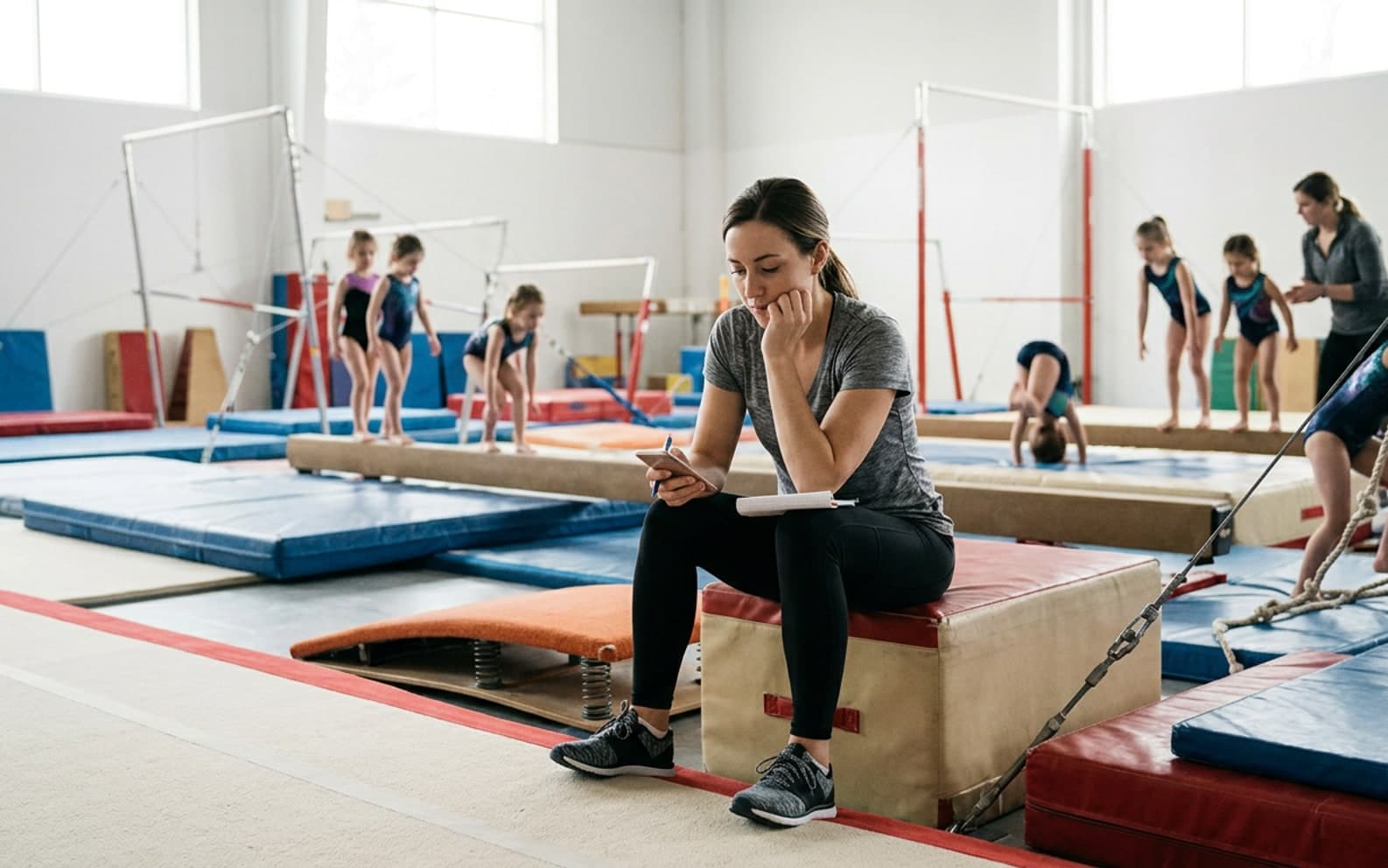 Turnen-Coach beendet eine Session