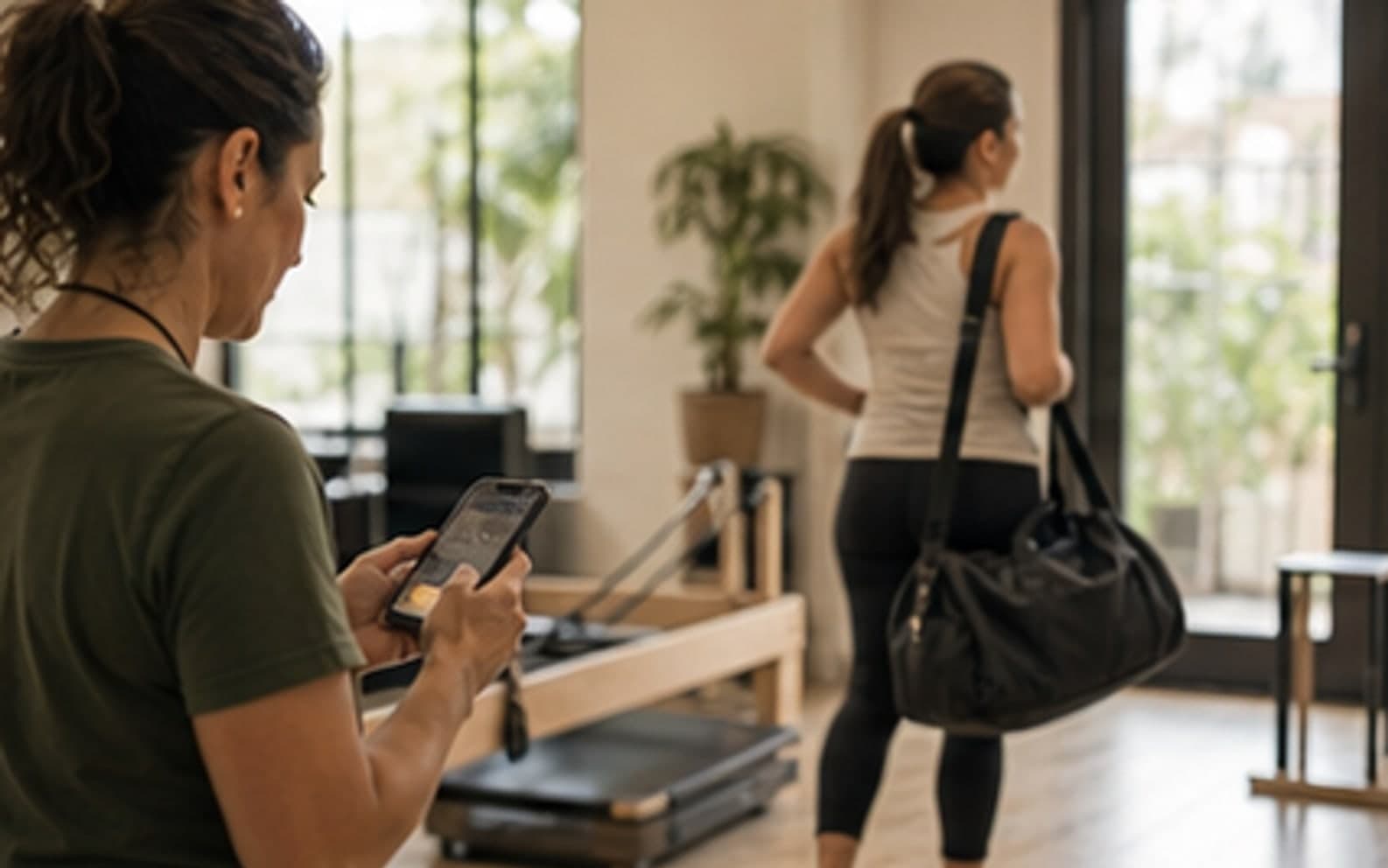 Pilates-Coach beendet eine Pilates-Session