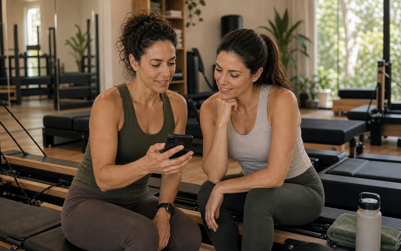 Pilates-Paketstand auf einem Handy
