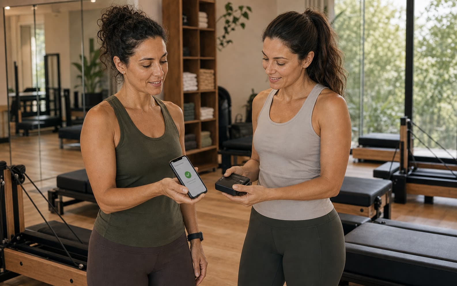 Pilates-Coach prueft Zahlungsstatus