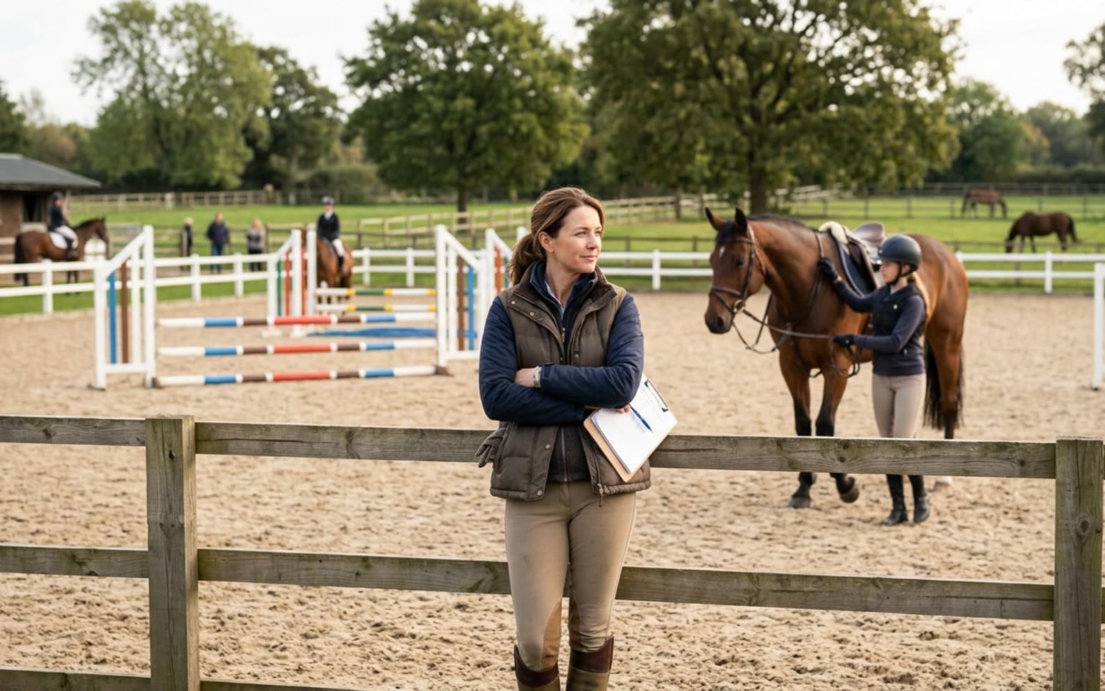 Reiten-Coach beendet eine Session