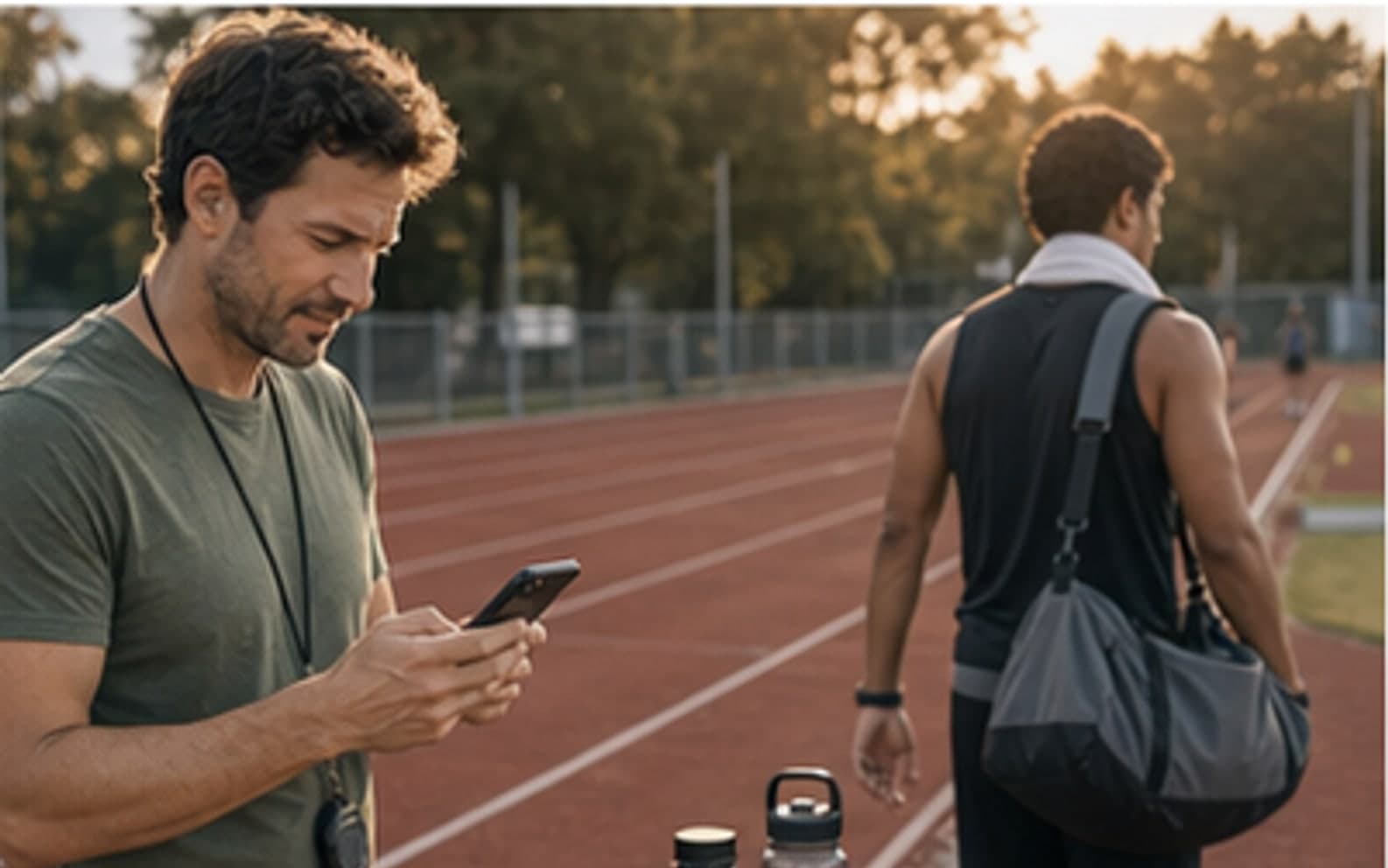 running coach finishing a running session
