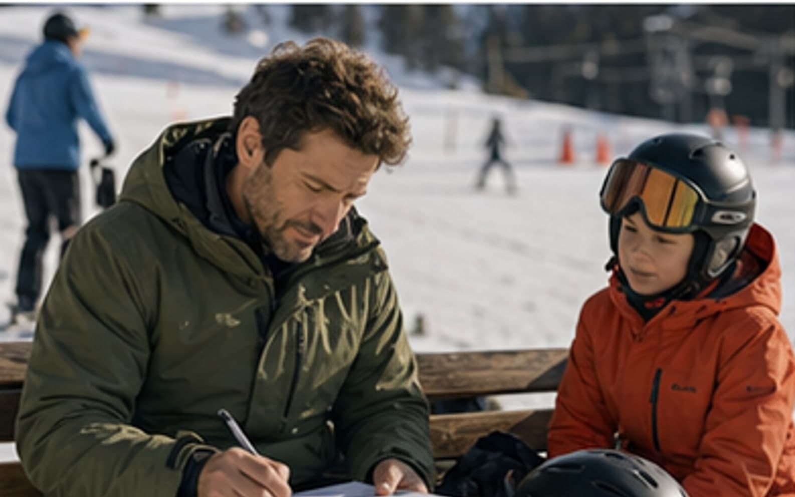 Notebook with skiing package tally