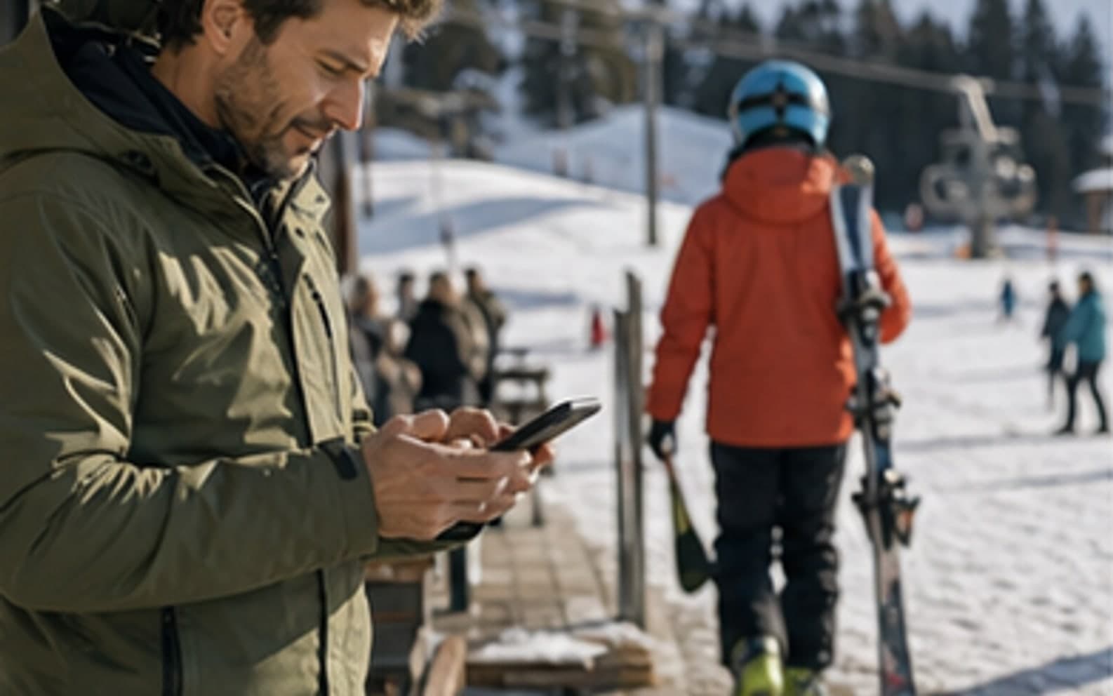 Skicoach beendet eine Skistunde