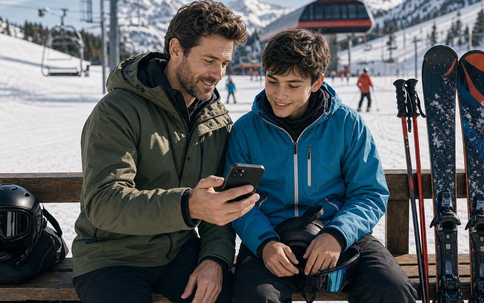 Ski-Paketstand auf einem Handy