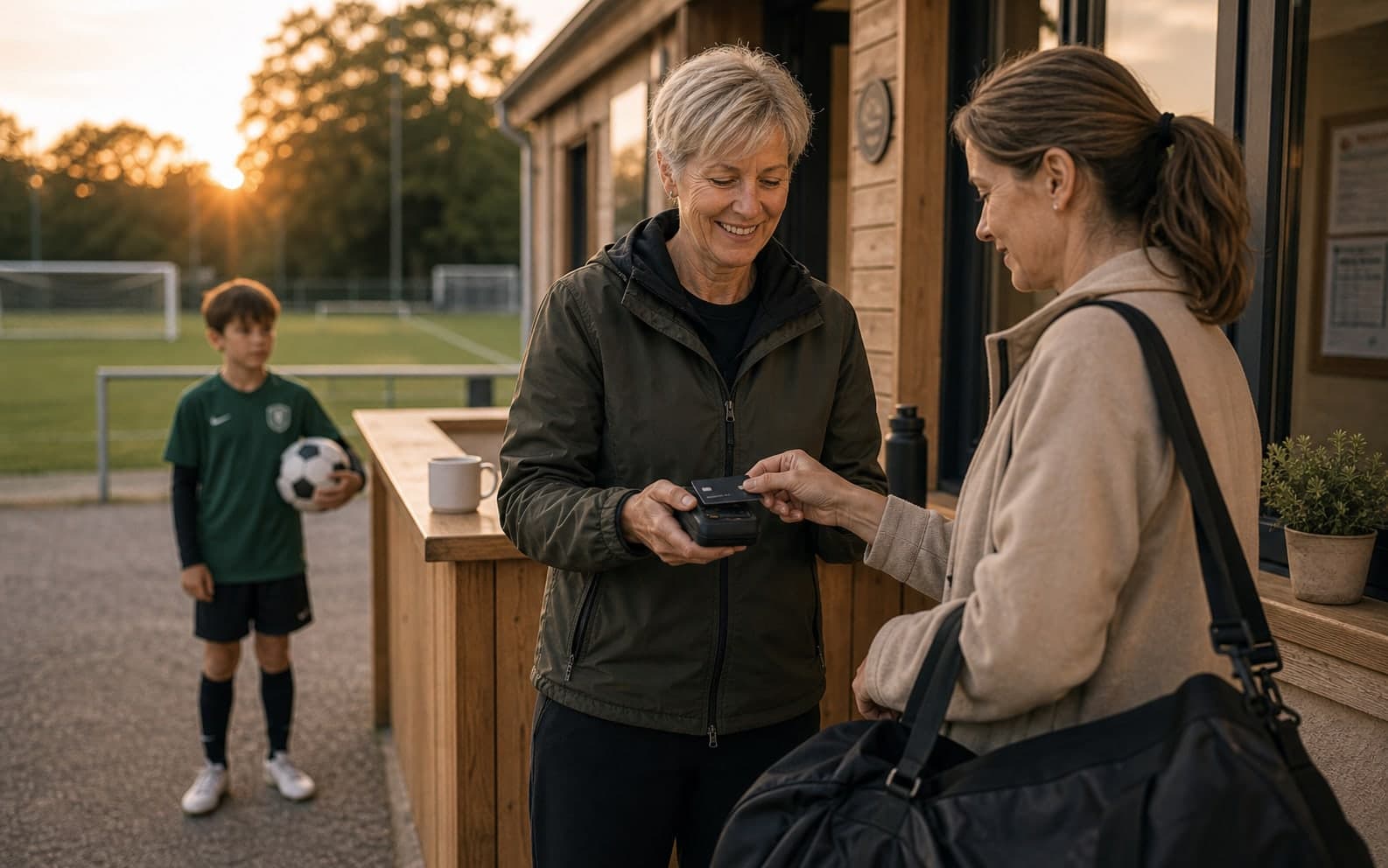 Soccer coach checking payment status