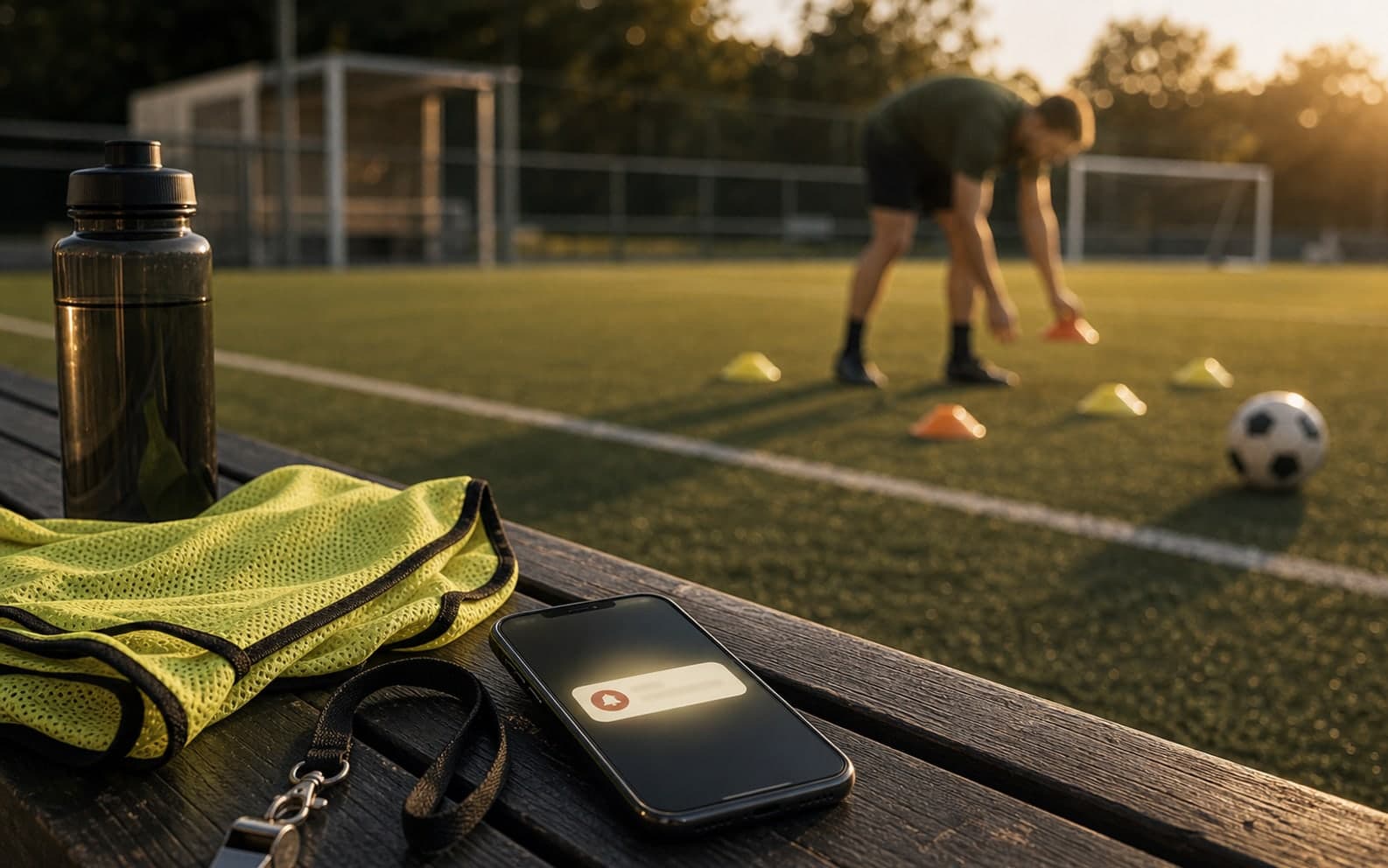 Phone showing a soccer session reminder