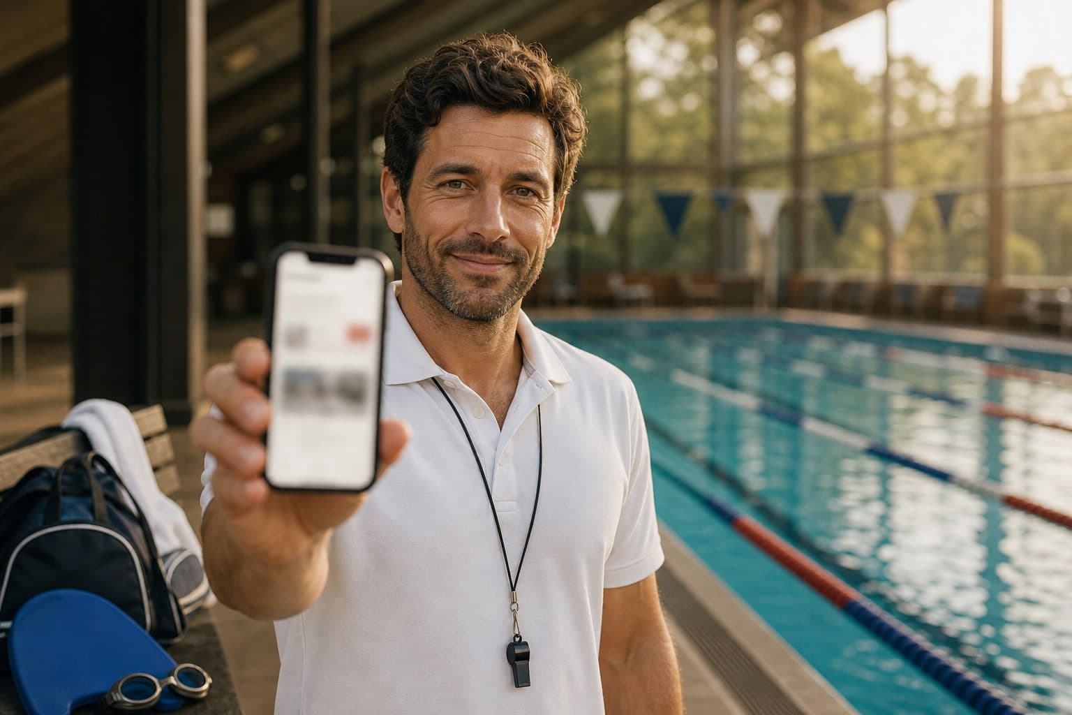 Vorschau einer Schwimm-Coach-Page mit Profilfoto und Galerie