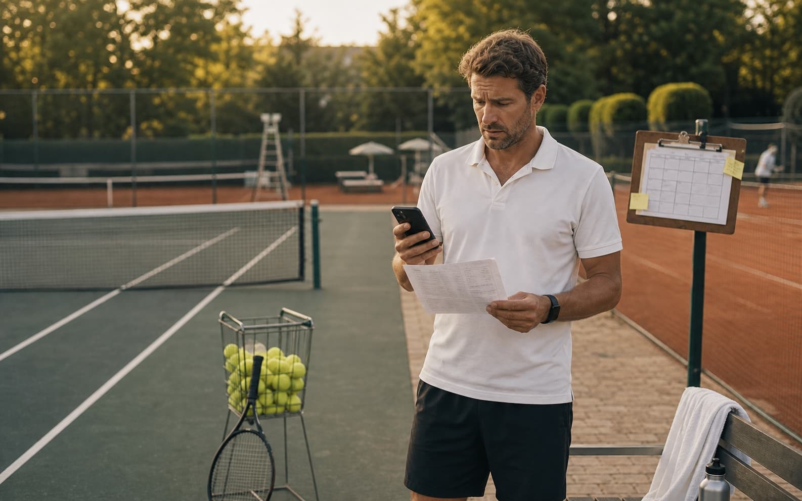 Tennis players on court during a training session