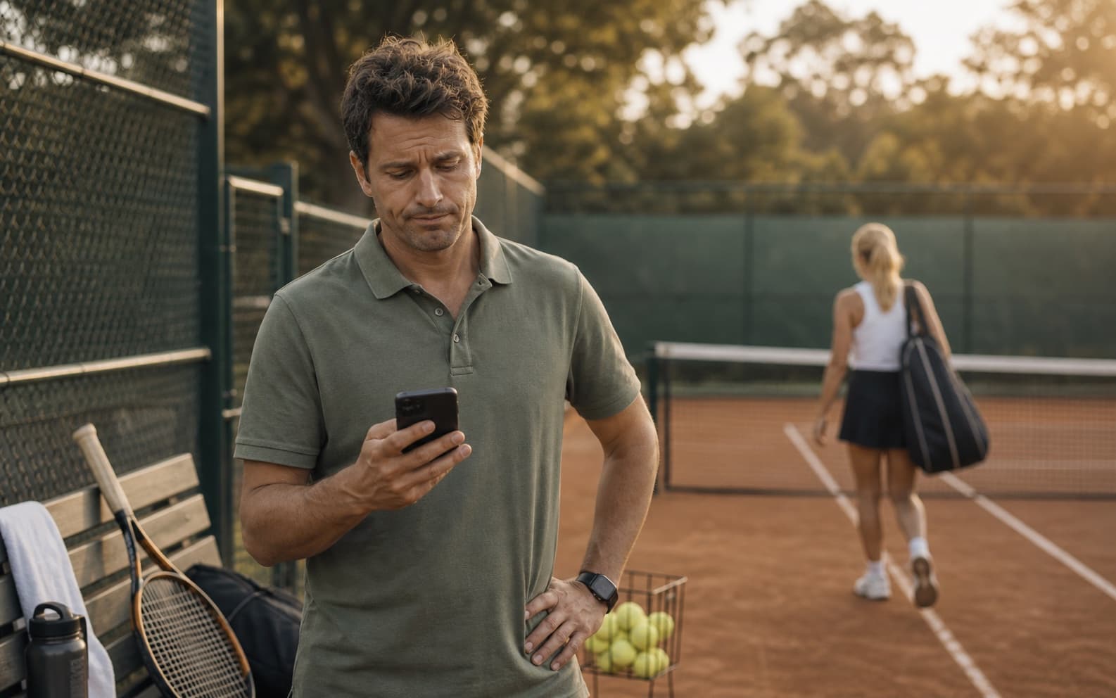 Tennis coach on court during a private lesson