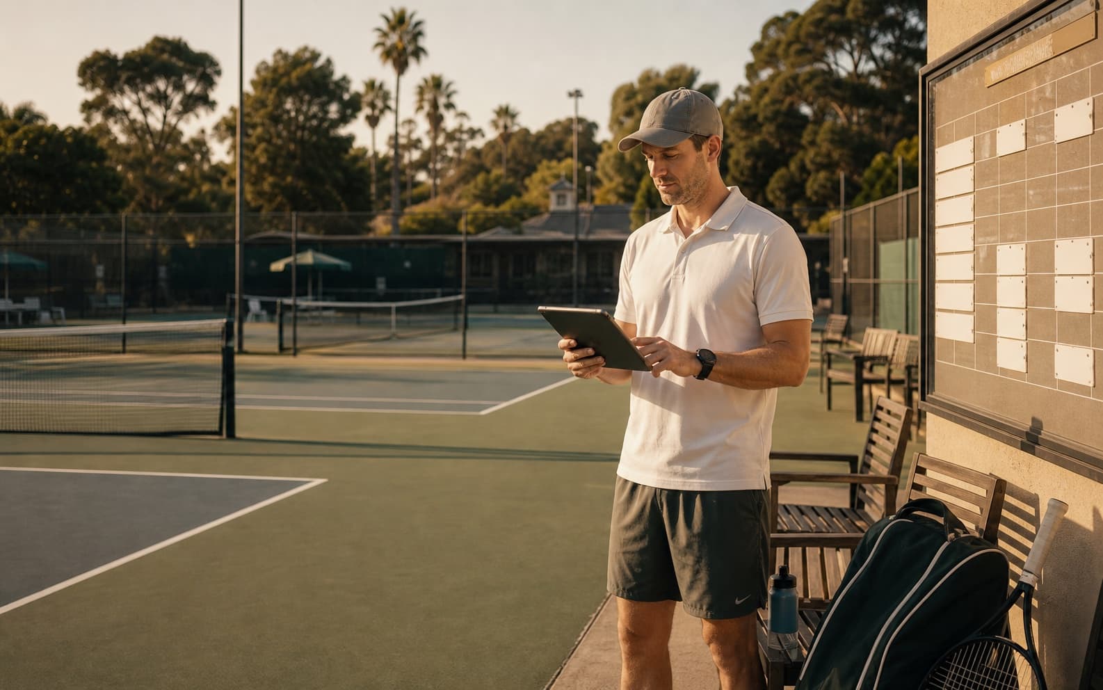 Tennis group rallying on court